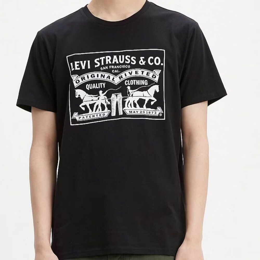 Levi's Men's (unisex) 2 Horse Pull Graphic T Retro Cotton Black L EUC - Picture 2 of 6